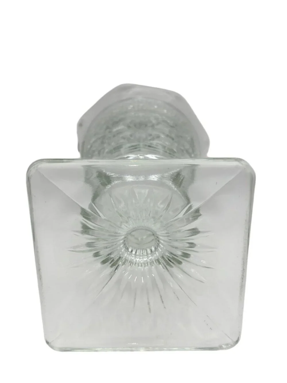 VTG Pressed Glass Pedestal Bristol Smith Glass Vase Scallop Rim Floral Pattern